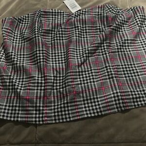 torrid Black & White Plaid Top with Pink Trim